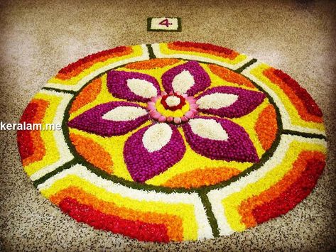 Onam Pookalam Design Gallery - 3 - Keralam, Kerala Tourism, Kerala Poo Kolam Flowers Onam, Flower Carpet Design Onam, Onam Flower Carpet, Pookkalam Designs Onam Simple, Onam Pookalam Design, Flower Rangoli Designs, Onam Pookalam, Poo Kolam, Pookalam Design