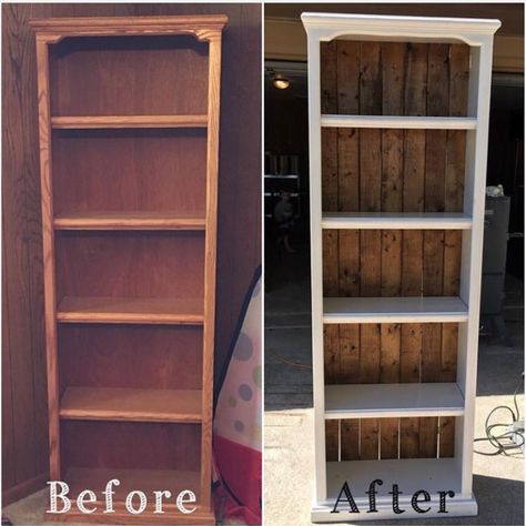 Cabinet Door Makeover, Cupboard Makeover, Old Bookshelves, Home Study Rooms, Bookshelf Makeover, Painting Bookcase, Refinishing Furniture Diy, Cube Shelves, Diy Furniture Renovation