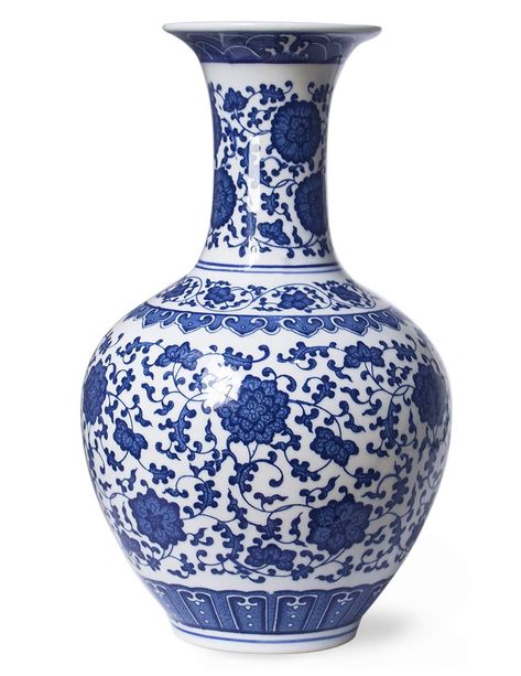 PRICES MAY VARY. QUALITY: High-fired blue & white vase with fine glaze finish & distinct painting MEASUREMENT: 7.9''W x 13.4''H inch; securely packed; rotating stand sold seperately Lotus is a classical motif in Chinese vase, signifys continuous harmony & purity USAGE: Display alone or with fresh or dried flowers; perfect for vase collectors QUALITY ASSURANCE AND CUSTOMER SATISFACTION: Dahlia has been based in NYC for 20+ years, providing top-notch service with a 99% Amazon customer satisfaction Chinese Porcelain Pattern, Cabbage Ware, Lotus Motif, Peony Bush, Blue And White Vase, Vase Handmade, Chinese Vase, Colorful Life, White Vase