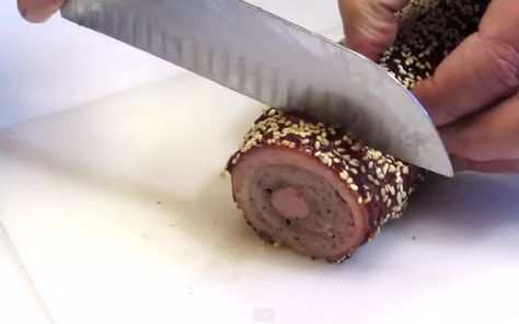 How To Make BBQ Bacon Sushi Rolls, #bbq, #bacon #sushi #sushirecipes #baconrecipes Bbq Sushi, Bacon Sushi, Seafood Sushi, How To Make Bbq, Sushi Roll Recipes, Bbq Bacon, Sushi Roll, Sushi Recipes, Bacon Recipes