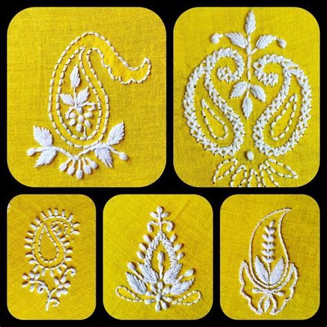 Chikankari Motifs Design, Embroidery Motifs Design, Lucknowi Embroidery, Motifs Design, Embroidered Designs, Floral Embroidery Patterns, Diy Embroidery Patterns, Hand Embroidery Tutorial, Border Embroidery Designs