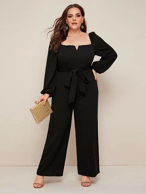 Wedding Outfits Plus Size, Gary Fashion, Semi Formal Mujer, Grad Outfits, Shop Dresses Online, Belted Jumpsuit, Look Plus Size, Jumpsuit Outfit, Ethnic Outfits