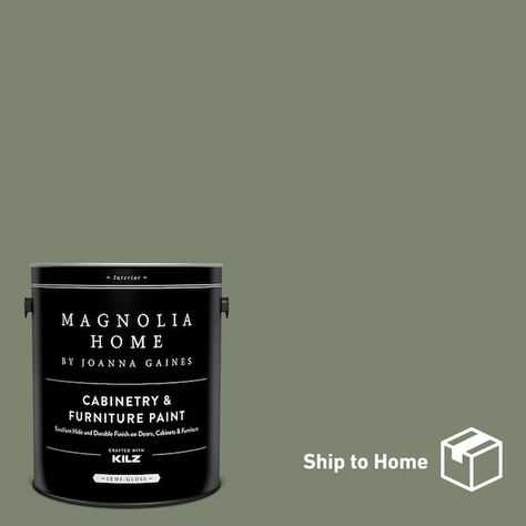 Magnolia Home Magnolia Home by Joanna Gaines Semi-gloss Olive Grove Cabinet and Furniture Paint Enamel (1-Gallon) in the Cabinet & Furniture Paint department at Lowes.com Painting Old Kitchen Cabinets, Cottage Cabinet, Magnolia Green, Acrylic Product, Quaint Cottage, Flowers In Jars, Green Cabinets, Furniture Paint, Paint Primer