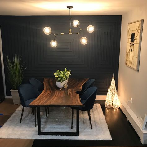 Masculine Dining Room, House Color Schemes Interior, Accent Wall Dining, Wall Dining Table, Accent Wall In Kitchen, Dining Room Accent Wall, Rental Home Decor, Dining Room Accents, Room Accent Wall