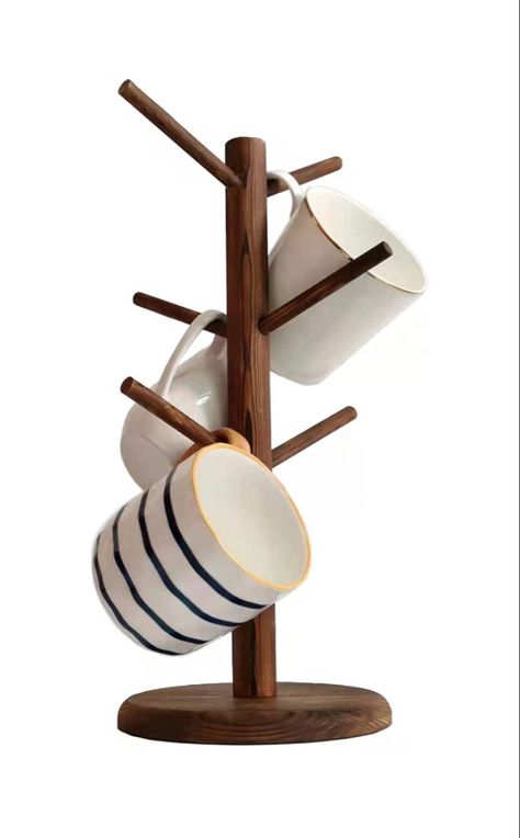 Counter Coffee Bar, Wood Coffee Mug, Coffee Mug Rack, Coffee Organization, Wood Mug, Coffee Mug Holder, Rustic Mugs, Coffee Holder, Bar Accessories Decor