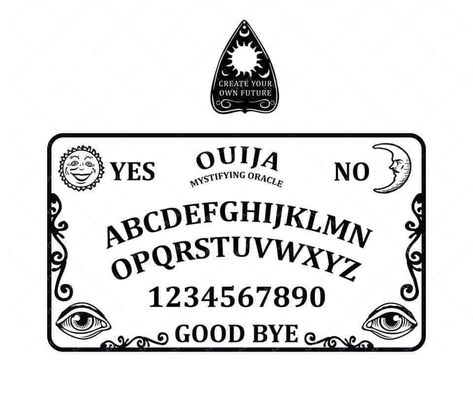 Diy Ouija Board, Ouija Tattoo, Decoracion Halloween, Tombstone Designs, Ouija Planchette, Game Svg, Board Template, Amazing Tattoos, Spirit Board