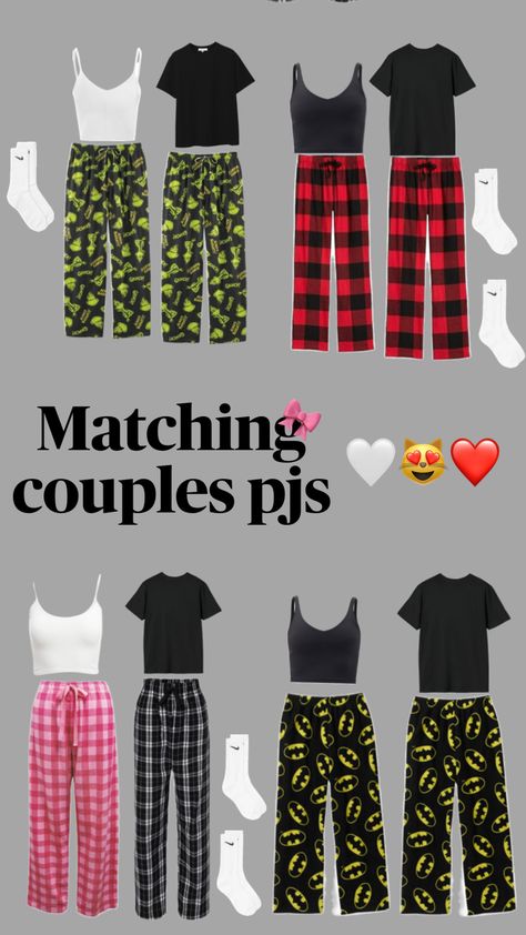 Cute Couple Matching Outfits Pjs, Matching Pjs With Bf, Couple Pjs Matching Aesthetic, Matching Pajama Pants For Couples, Cute Couples Outfits Casual, Cute Matching Outfits For Couples Casual, Matching Pj Couple, Cute Matching Pjs For Couples, Matching Pjs Couples