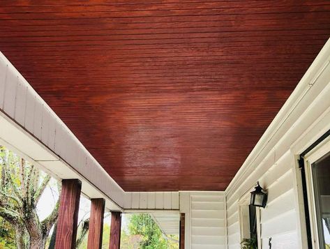 38 Porch Ceiling Ideas and Designs (with Photos) Porch Ceiling Ideas, Enclosed Front Porch, Enclosed Front Porches, Blue Porch Ceiling, Front Porch Railings, Covered Back Porches, Modern Porch, Copper Ceiling, Porch Ceiling