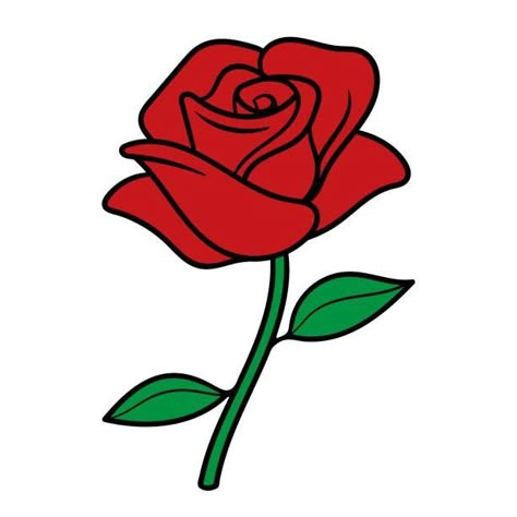 Red Rose Drawing, Flowers Red Rose, Cartoon Drawing For Kids, Rose Drawing Simple, Rosé Cartoon, Drawing Rose, Cartoon Rose, Drawings Of Flowers, Pencil Drawings Of Flowers