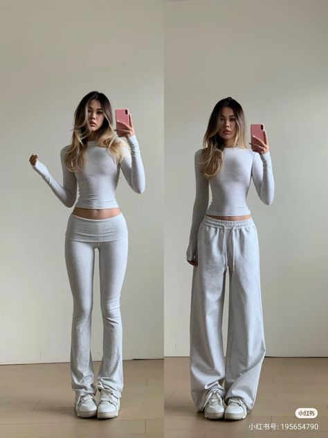 High Waist Sweatpants, High Waist Sweatpants Outfit, Wide Leg Sweat Pants Outfit Aesthetic, Wide Legged Sweatpants Outfit, Sweatpants Workout Outfit, Gray Leggings Outfit, Wide Leg Sweatpants Outfit, Coffee Gym, Straight Leg Sweatpants