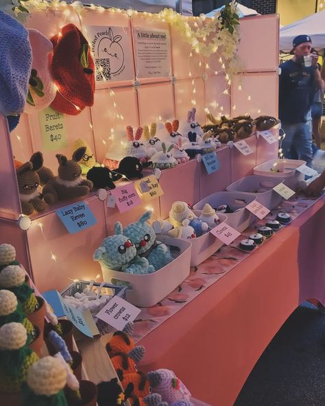 My market @redlanterncity_nightmarket is a wrap! Thanks everyone who stopped by today in the booth. Here are some night shots of the booth and the block, with all the pretty lights and lanterns! Now to sleep in late tomorrow 💤 🏷️ #nightmarket #redlantern #crochet #kawaii #amigurumi #smallbusiness #marketprep #marketsetup #eventplanning Crochet Booth Display Ideas, Crochet Booth, Pumpkin Amigurumi, Kawaii Amigurumi, Market Booth, Booth Displays, Cat Amigurumi, Market Ideas, Some Nights