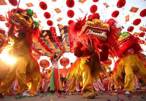 THE CHINESE SPRING FESTIVAL New Year Songs, Lion Dragon, Chinese Spring Festival, New Years Song, Festival Food, New Year Art, Dragon Dance, Lion Dance, Dragon Boat Festival