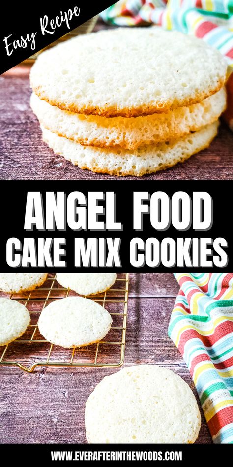 cake mix cookies Angel Food Cake Box Cookies, Angel Food Cookies, Angel Food Cake Cookies, Cookies From A Cake Mix, Greek Yogurt Cookies, Cake Mix Cookie Recipe, Angel Food Cake Mix, Cake Mix Cookie, Angel Food Cake Desserts