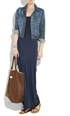 Navy Maxi Dress Outfit Casual, Mode Over 50, Long Skirt Fashion, Maxi Dress Outfit, Over 50 Womens Fashion, Causual Outfits, Casual Winter Outfits, Denim Jackets, Pakistani Fashion