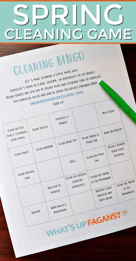 Make spring cleaning fun with this free printable cleaning bingo game card from whatsupfagans.com! Gonna challenge my neighbors and friends to do this with me. Plus, she's doing weekly giveaways for those who complete a bingo! Cleaning Bingo, Arm And Hammer Super Washing Soda, Free Printable Cleaning, Cleaning Fun, Cleaning Games, Cleaning Challenge, Bingo Cards Printable, Bingo Card, Mattress Cleaning