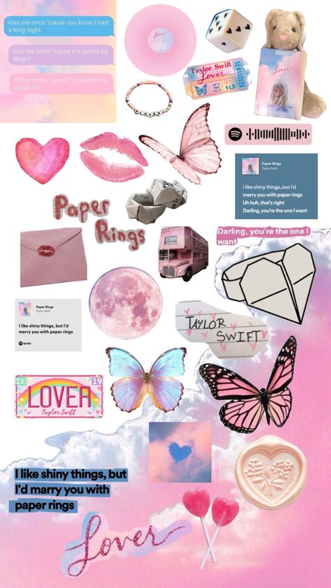 Paper Rings by Taylor Swift, Lover Album Lovers Taylor Swift, Lover Era Decor, Lover By Taylor Swift Aesthetic, Lover Album Wallpaper, Lover Album Cover, Taylor Swift Lover Doodles, Paper Rings Aesthetic, Lover Scrapbook, Lover Album