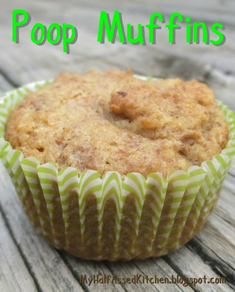 Poop Muffin recipe! Uses bran flake cereal and turns out soft and delicious. Homemade High Fiber Snacks, Fiber Muffins For Kids, High Fiber Muffins For Constipation, Fiber Muffins For Constipation, Poop Muffins, Fiber Muffins, Best Foods For Constipation, High Fiber Muffins, Constipation Food