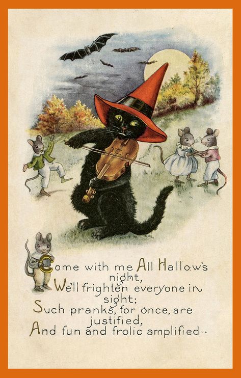 PublicDomainPictures.net - Free Download - Halloween Vintage Cat Card Old Fashioned Halloween, Vintage Halloween Cards, Photo Halloween, Vintage Halloween Images, Image Halloween, Halloween Memes, Chat Halloween, Carte Halloween, Halloween Clips