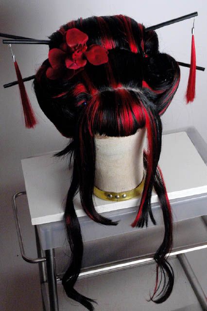 Oriental geisha wig Geisha Hairstyles, Geisha Cosplay, Geisha Hair, High Fashion Hair, Drag Wigs, Hair Reference, Anime Hair, Indoor Garden Ideas, Artistic Hair