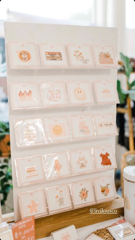 Vendor Booth Sticker Display, Sticker Market Display, Sticker Display Ideas Retail, Diy Sticker Display, Sticker Display Ideas, Sticker Display, Craft Displays, Joyful Living, Stand Feria