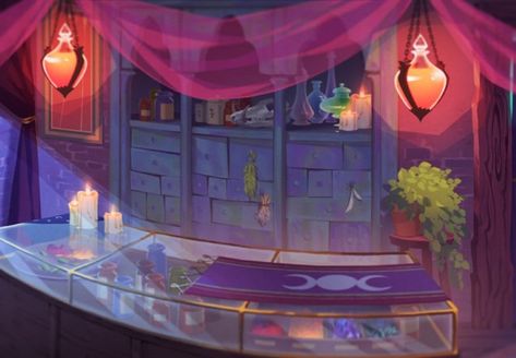 From the visual novel 'the Arcana'( http://thearcanagame.tumblr.com/ ). A soundscape for your shop. Windchimes in the window, a fire on the hearth. Hard at work, or hardly working? The Arcana, Catty Noir, House On The Rock, Fantasy Places, Magic Shop, Visual Novel, Fantasy Landscape, Lily Pads, The Magicians