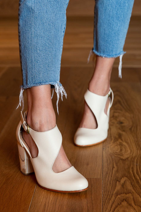 White wedge heels