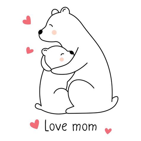 Drawings For Mom, Bears Hugging, Baby Beat, Polar Bear Drawing, Mom Drawing, Buddha Doodle, Hug Illustration, Mamma Bear, Background Winter