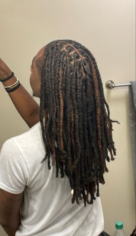 Black locs with highlights Locs With Highlights, Black Locs, Mens Dreadlock Styles, Mens Twists Hairstyles, Boys Colored Hair, Hair Twists Black, Dread Hairstyles For Men, Long Locs, Long Dreads