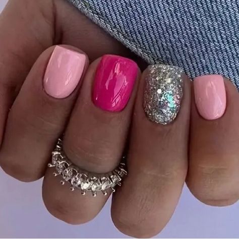 Shop christinasimon's closet or find the perfect look from millions of stylists. Fast shipping and buyer protection. Summer Hot Pink Press On Nails With Silvery Glitter Design Includes: 1. 24 pieces 2. stick on nail strips 3. nail file 4. original box Think these are so cute but the real color is sligh off from the stock photos so I’m passing them on to another nail enthusiast. Hot Pink Nails For Fall, Sns Short Nails Fall, Thanks Giving Nails Simple, Fun Dip Powder Nails, Pink Hoco Nails Short, Short Nails Ideas Colorful, Light Pink And Sparkle Nails, Hot Pink And Yellow Nails Summer, Cute Short Squoval Nails