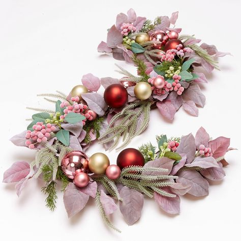 PRICES MAY VARY. Gorgeous, Realistic Leaves & Ornaments In Pink Hues Adorn This Faux Floral Holiday Wreath For Your Door Or Mantel. Create A Coordinated Look With Our Matching Wreath For A Beautiful Touch To Any Area Of Your Home. Dimensions: 72"L X 8"W. Polyester/Plastic/Styrofoam/Twig/Wire Dust Clean ImportedNo Returns On Holiday Items Postmarked After 12/23/2023 About the brand: Making Homes Beautiful. Since 1998, BrylaneHome has been dedicated to offering colorful comfort, classic design wit Blush Christmas, Christmas Wreaths & Garlands, Colonial Christmas, Leaf Ornament, Holiday Garlands, Wreaths And Garlands, Pink Christmas Tree, Wreaths & Garlands, Holiday Items