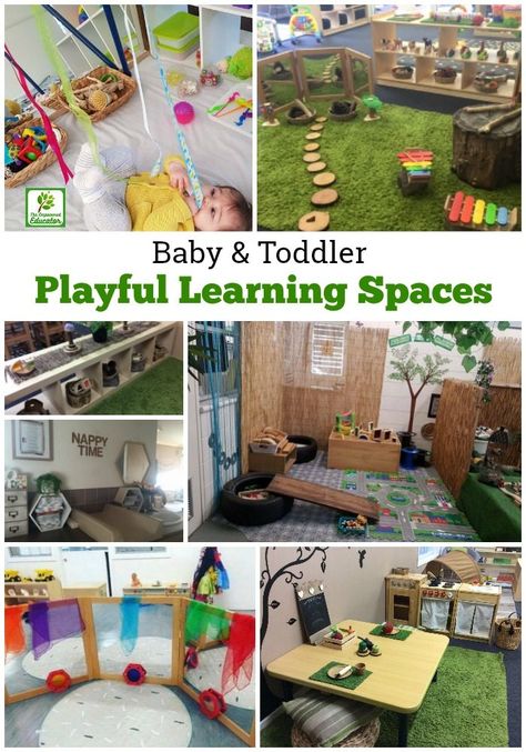 Ideas, tips and photo inspiration to help early childhood educators and families create engaging, welcoming and playful learning spaces for babies and toddlers - Download the factsheet here! Infant Toddler Classroom, Early Learning Environments, Childcare Rooms, Outdoor Learning Spaces, Reggio Inspired Classrooms, Infant Classroom, Family Day Care, Playful Learning, Toddler Classroom