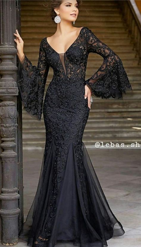 Mori Lee Prom Dresses, Summer Evening Dress, Black Lace Prom Dress, Mother Of The Bride Dresses Long, Gothic Wedding Dress, Soiree Dress, Banquet Dresses, Flare Sleeve Dress, Formal Evening Dress