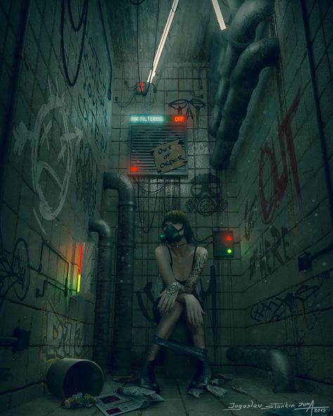 ArtStation - GRUNGY TOILET, Jugoslav Stankin Cyberpunk Angel, Syfy Art, Future Dystopia, Dark Cyberpunk, Cyberpunk Street, Dystopian Aesthetic, Neon Photography, Apocalypse Aesthetic, Stock Background