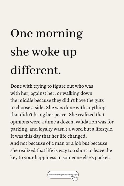 #womanempowerment #strongwoman #inspirationalquote #motivationalquote One Morning She Woke Up Different, Feminist Quotes Empowering, She Woke Up Different, Empowering Quotes For Women, Woman Empowerment, Quotes For Women, Feminist Quotes, Typography Wall Art, Strong Women Quotes