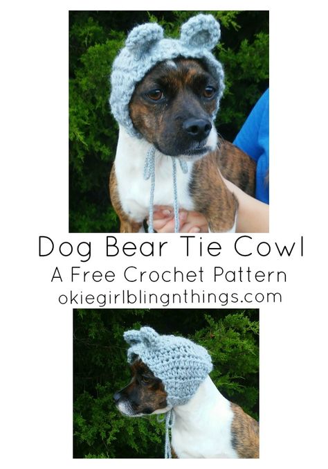 This adorable Dog Bear Cowl - Snood is a free crochet pattern that is available on my blog!  It's so simple and quick to make.  You little fur baby will be styling and keeping warm in this cowl!   . #freecrochetpattern #Dogclothes #Crochetpatterns Snood Crochet Pattern, Diy Dog Sweater, Crochet Dog Hat, Crochet Dog Clothes, Dog Bear, Dog Sweater Crochet Pattern, Dog Beanie, Dog Snood, Crochet Dog Patterns