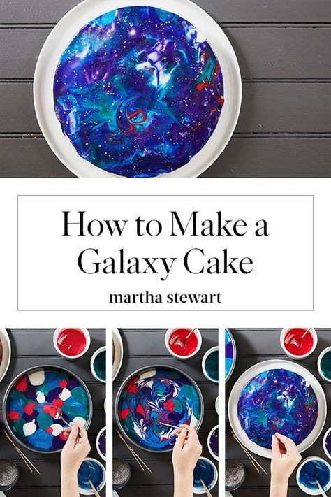 Space Cake Recipe, Galactic Cake Ideas, Galaxy Icing How To Make, Moon Cakes Birthday, Galaxy Themed Birthday Party Food, Constellation Cake Ideas, Space Party Cake Ideas, Space Birthday Cake Diy, Galaxy Cake Recipe