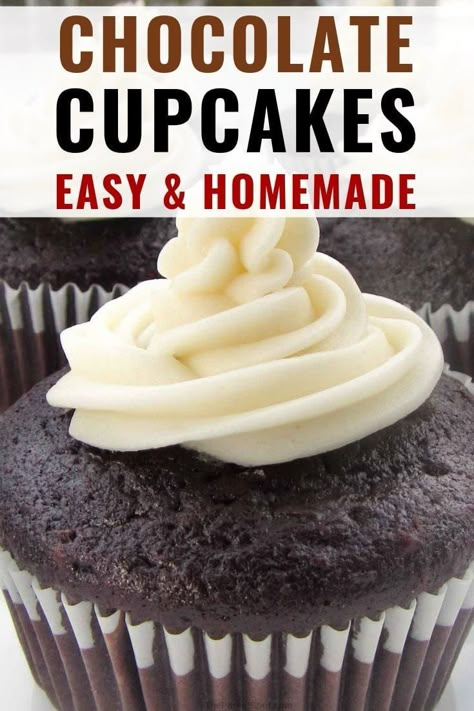 Easy Chocolate Cupcakes, Easy Chocolate Cupcake Recipe, Cupcakes Amor, Homemade Chocolate Cupcakes, Moist Chocolate Cupcakes, Cupcakes Easy, Chocolate Cupcakes Moist, Easy Cupcake Recipes, Homemade Cupcakes