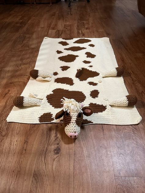 Cow Cuddle Blanket - Etsy Cow Afghan Pattern, Crochet Cow Baby Blanket, Cow Blanket Crochet Pattern Free, Crochet Cow Blanket, Snuggie Blanket, Cow Blanket, Cuddle Blanket, Crocheted Items, Blanket Crochet Pattern