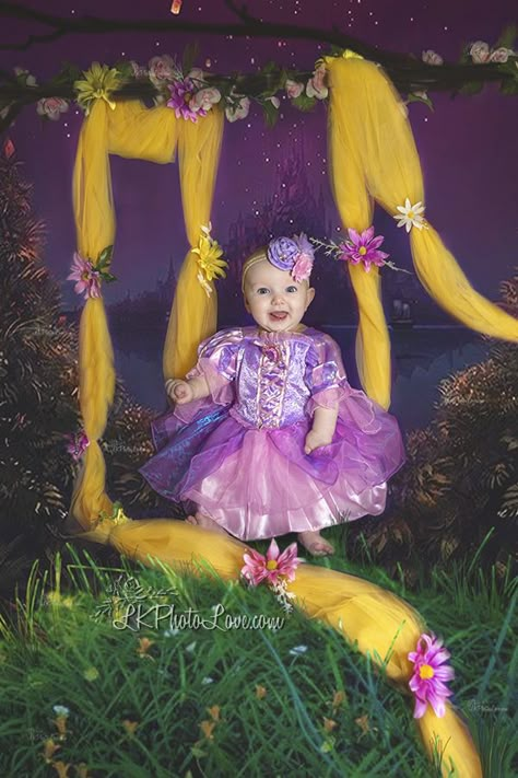 Tangled theme photo by LKphotoLove #lkphotolove @lkphotolove Tangled Theme, Picture Props, Baby Shoot, Monthly Milestone, Themes Photo, Baby Pics, Birth Stories, Mini Sessions, Costume Outfits