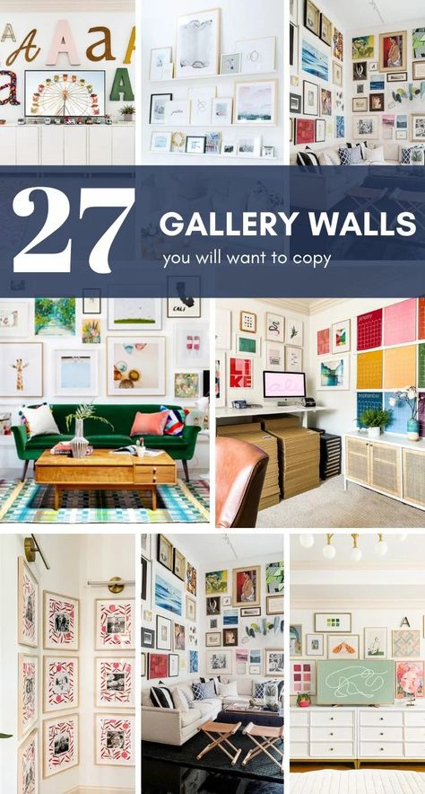 Gallery walls are a popular way to decorate walls, and for good reason. Gallery walls are an artistic way of showcasing your favorite photos, artwork, and prints on your wall. But for a lot of people, it can be intimidating or challenging to create a beautiful and well-curated gallery wall. That is exactly why I've created this blog full of helpful tips and gallery wall idea ideas that are sure to help you create the gallery wall of your dreams. Lots Of Art On Walls, Canvas Painting Gallery Wall, Photo And Painting Gallery Wall, Gallery Wall Around Corner, Paintings Display Ideas, Gallery Wall Mix Photos And Art, Animal Gallery Wall, Gallery Wall With Paintings, Gallery Wall Outline