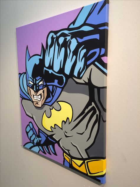 Batman Pop Art, Superhero Painting, Batman Art Drawing, Batman Painting, Marvel Paintings, Disney Canvas, Batman Stuff, Tableau Pop Art, Posca Art