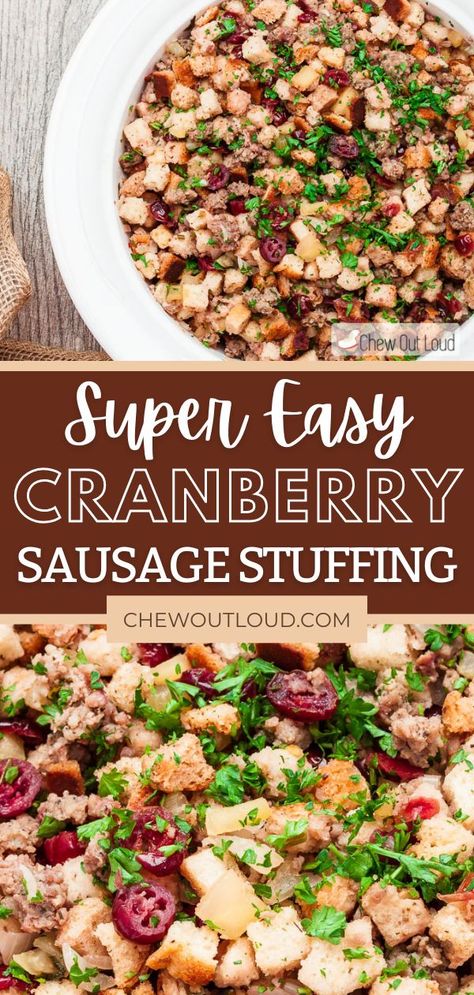 Cranberry Stuffing Recipes Thanksgiving, Cranberry Sausage Stuffing, Sausage Stuffing Thanksgiving, Cranberry Sausage, Thanksgiving Potatoes, Types Of Bellies, Cranberry Stuffing, Sausage Stuffing Recipe, Gourmet Appetizers