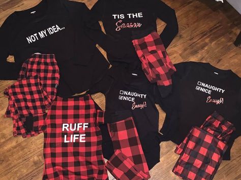 Pajamas Diy, Buffalo Plaid Pajamas, Christmas Pj, Family Christmas Pajamas, Cricut Creations, Family Pajamas, Christmas Joy, Christmas Pajamas, Diy Custom