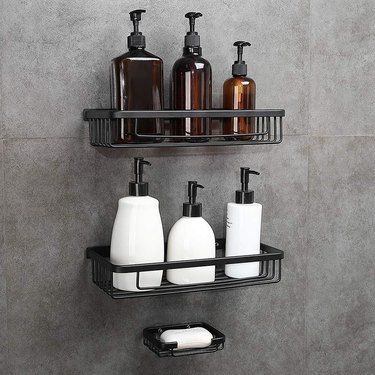 How to Get the Look of Our Most Popular Kitchen Images Seen on Instagram Shower Organizer Ideas, Toiletries Shelf, Shower Storage Solutions, Organize Kitchen Spices, Spice Rack Wall, Shower Organizer, Kitchen Spice Racks, Organizer Ideas, Shower Shelf