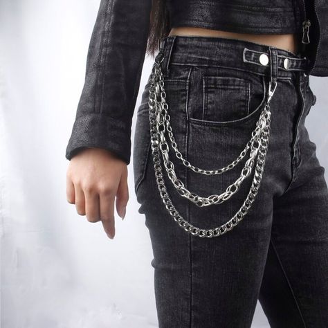 Layered Metal Pant Chain Color: Silver Type: Pants Chain Material Metal One Size Length 19 Inches / Please See Photo For Measurements Colar Chocker, Foto Glamour, Pant Chains, Chain Belts, Jean Accessories, Chain Belt, Overalls Women, Shein Style, Chains For Men