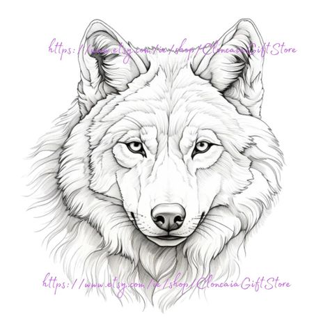 Wolf - Etsy Ireland Wolf Face Drawing, Wolf Head Design, Wolf Stencil, Watercolor Wolf, Wolf Print, Face Cute, Wolf Face, Baby Wolf, Wolf Tattoo Design