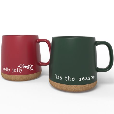 PRICES MAY VARY. Holiday Mug Set - This fabulous coffee cup set will add a distinctive charm to your family's table this upcoming holiday. With a 15 Oz capacity each, our mug is perfect for your favorite drinks. A great addition to your kitchenware collection, these cute mugs are perfect to mix and match with any other kitchen sets! Festive Design - Featuring two holiday coffee mugs in red and green, this set creates a cheerful look that will instantly uplift your holiday spirit. Sip your favori Rustic Mug, Green Coffee Cups, Pottery Christmas, Rustic Mugs, Christmas Cups, Coffee Nook, Christmas Dinnerware, Coffee Mug Set, Christmas Tableware