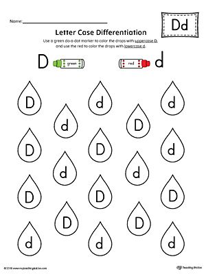 Letter Case Recognition Worksheet: Letter D Worksheet.This fun and coloring activity helps preschoolers and kindergarteners recognize the difference between the uppercase and lowercase D. Letter Case Differentiation Worksheet, D Worksheets Preschool, Letter D Activity, Letter D Preschool, D Worksheet, Color By Letter, Letter D Worksheet, Letter D Crafts, Letter Worksheets For Preschool