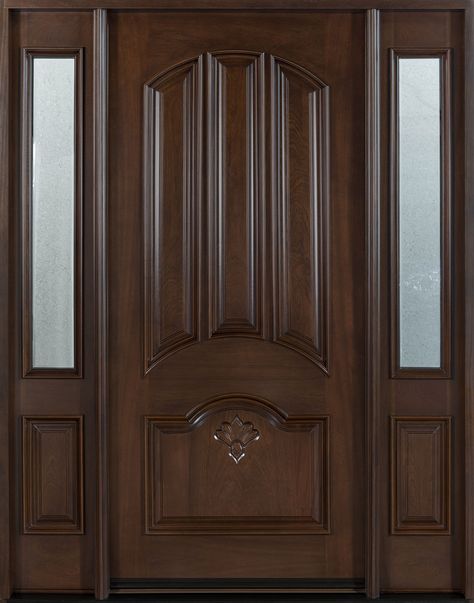 Mahogany Solid Wood Front Entry Door - Single with 2 Sidelites Custom Front Entry Doors, Wood Front Entry Doors, Pintu Interior, Solid Wood Entry Doors, Solid Wood Front Door, Custom Entry Doors, Single Door Design, Custom Front Doors, Front Door Design Wood