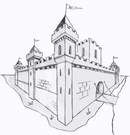 Linear Perspective Drawing, 2 Point Perspective Drawing, Point Drawing, 1 Point Perspective, Castle Drawing, Perspective Sketch, Perspective Drawing Architecture, Perspective Drawing Lessons, 6th Grade Art